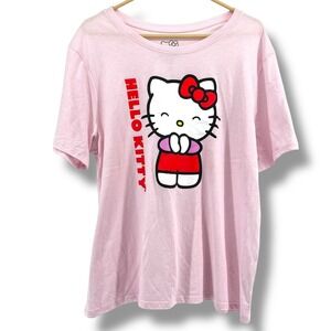 Hello Kitty by Sanrio Pink T-Shirt Womens 2X Plus Size Cartoon Graphic